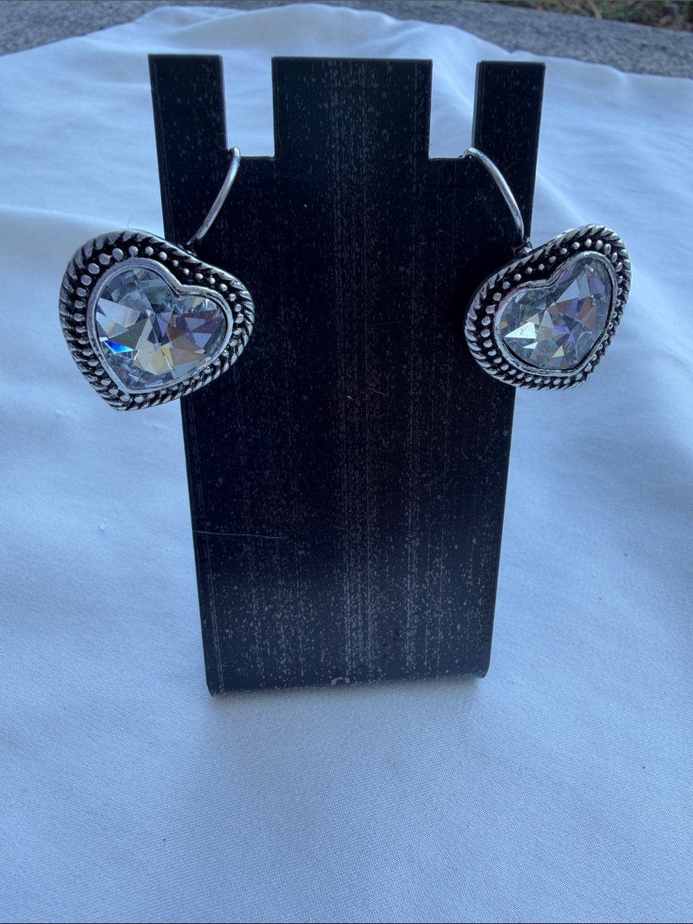 Crystal Heart Hoop Earrings - Clear Sparkle